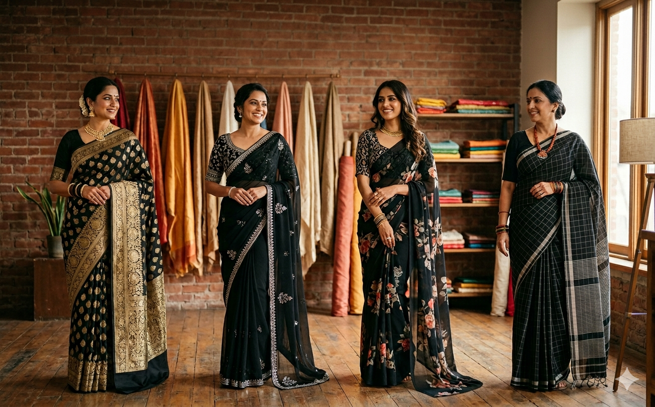 Black Colour Saree – Timeless Elegance That Never Goes Out of Style
