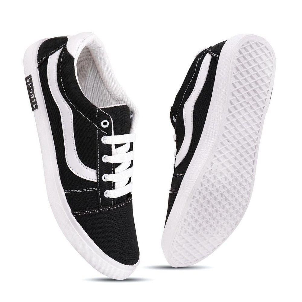 Casual Shoes for Men Black White Stylish Sneakers Size 6