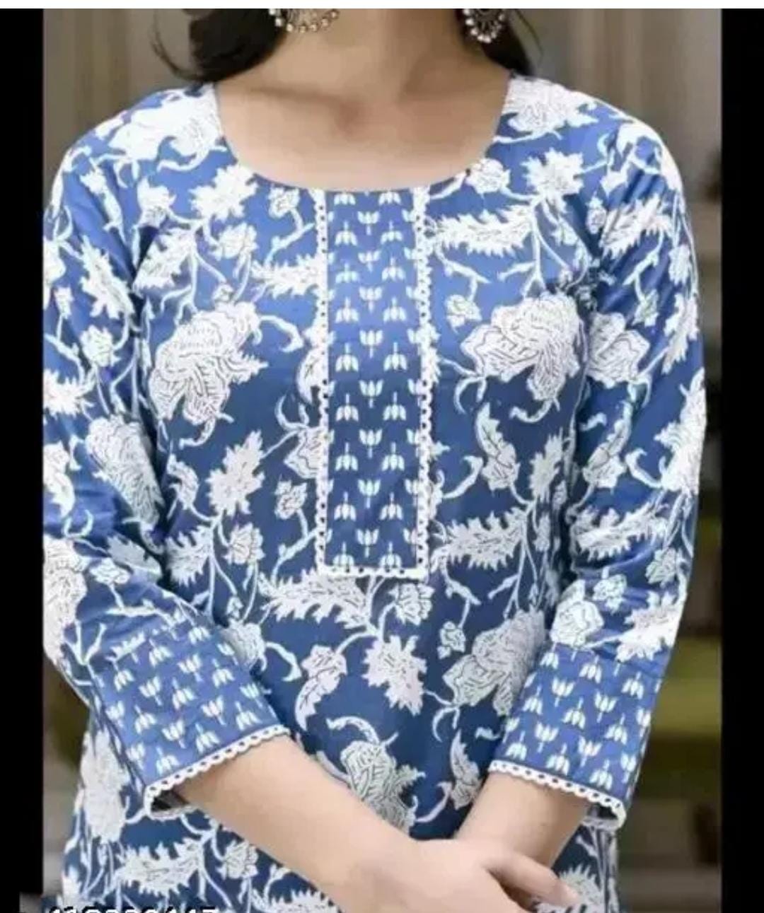Women Floral Kurta Set Round Neck No Dupatta Ethnic
