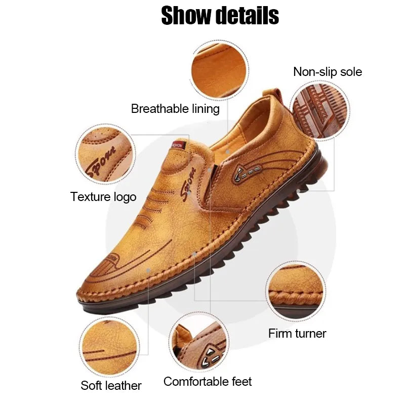 Beige Casual Leather Shoes for Men Stylish Comfort Wear