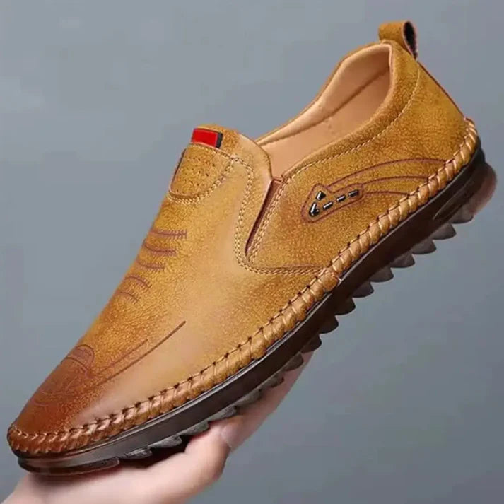 Beige Casual Leather Shoes for Men Stylish Comfort Wear