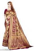 Banarasi Silk Saree Golden Dark Red 6.3m with Blouse