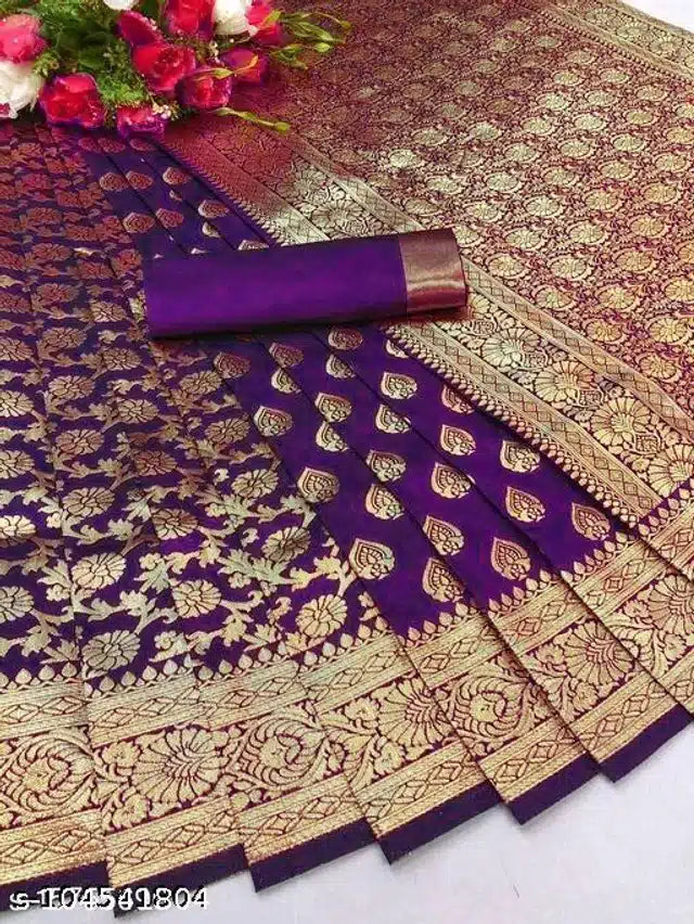 Banarasi Silk Saree Yellow 6.3m with Blouse Ethnic Wear