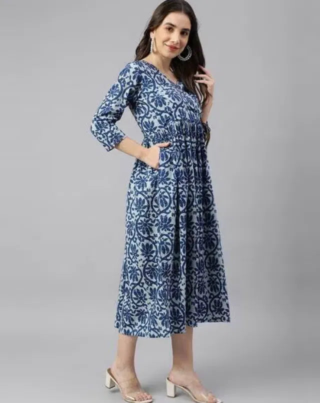 Women Solid Cotton Gown Stylish Comfortable Long Dress