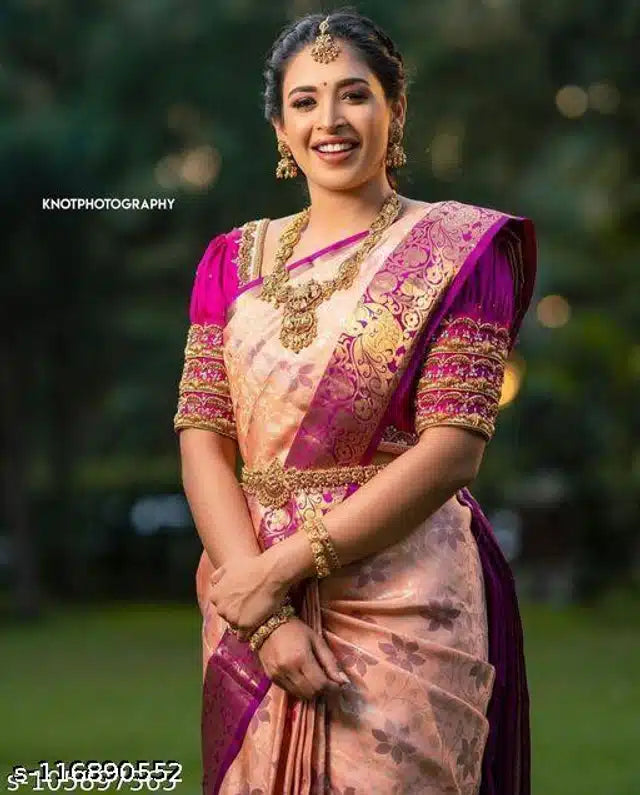 Jacquard Saree for Women Pink 6.3m Elegant Ethnic Wear