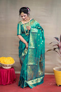 Banarasi Silk Saree Teal 6.3m Woven Design Ethnic