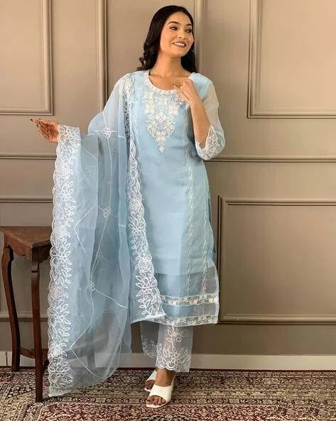 Kurta with Dupatta Bottomwear Set Women Ethnic Outfit