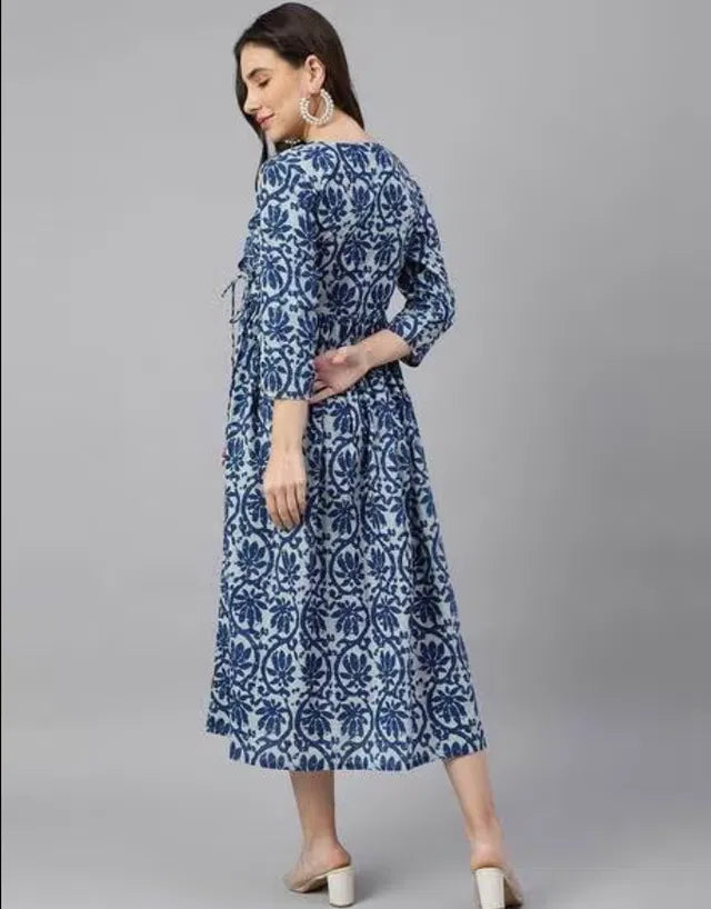 Women Solid Cotton Gown Stylish Comfortable Long Dress