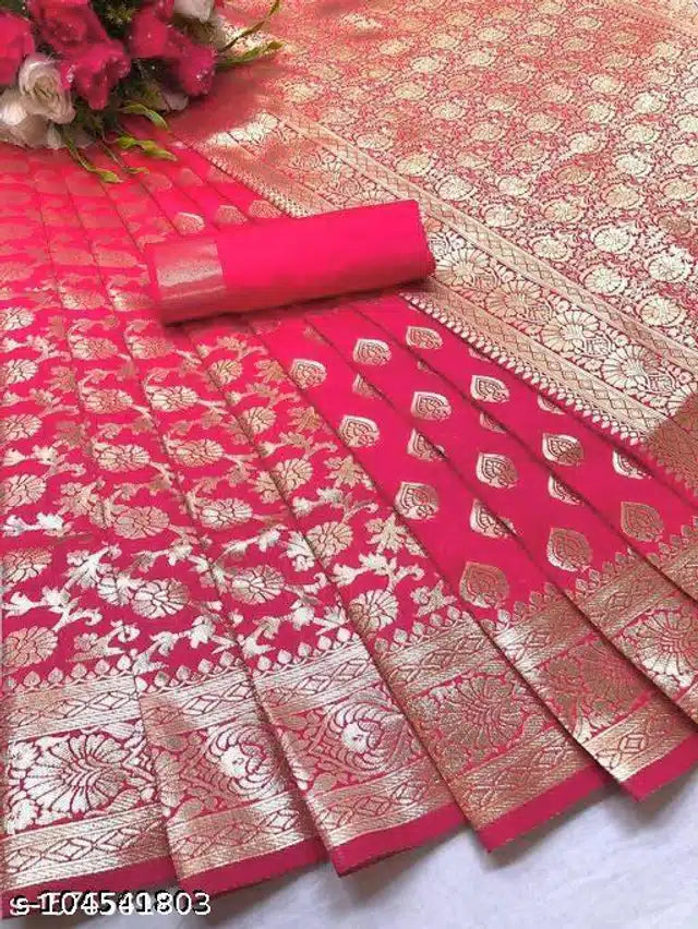 Banarasi Silk Saree Yellow 6.3m with Blouse Ethnic Wear