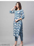 Cotton Printed Kurti Pant Set Women S Multicolor Style