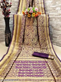 Jacquard Saree Golden Dark Red 6.3m with Blouse Wear