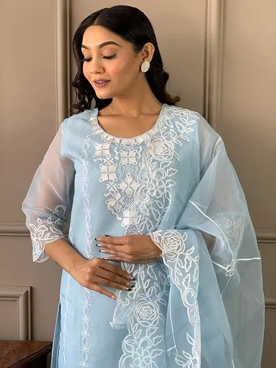 Kurta with Dupatta Bottomwear Set Women Ethnic Outfit