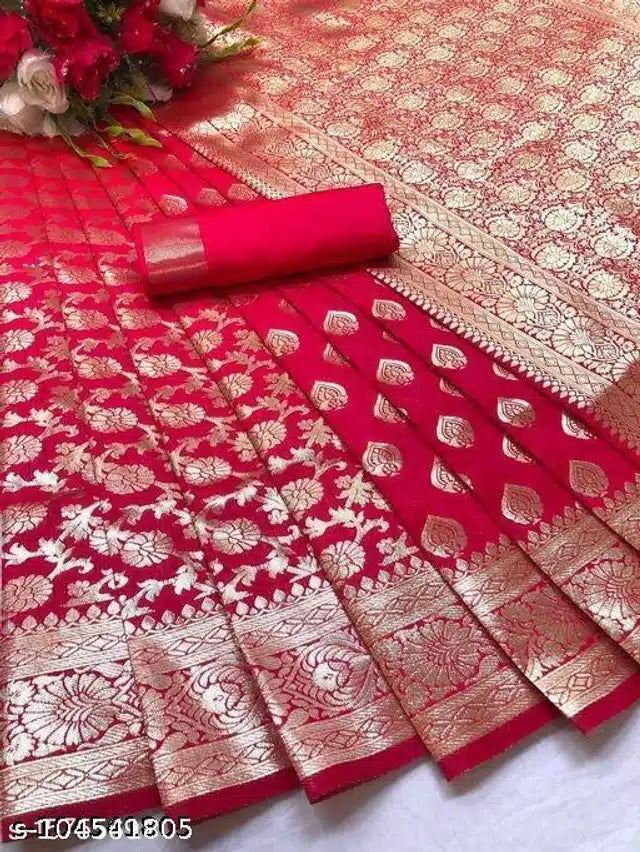 Banarasi Silk Saree Yellow 6.3m with Blouse Ethnic Wear