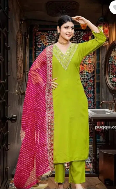 Kurta Dupatta Bottomwear Set Women Ethnic Wear Set