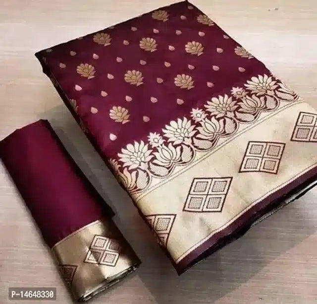 Jacquard Printed Saree Red 6.3m Elegant Ethnic Wear