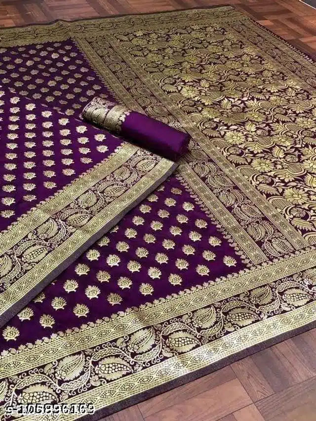 Jacquard Saree for Women Purple 6.3m Elegant Ethnic
