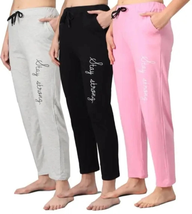 Cotton Blend Straight Fit Trouser Women M Pack of 3
