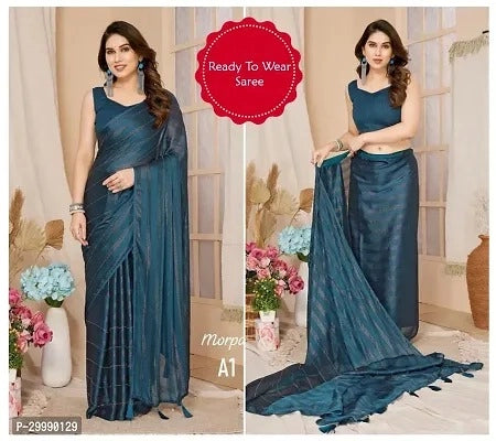 Georgette Striped Saree Pink 6.3m Lightweight Ethnic