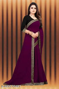 Lycra Blend Solid Saree Black 6.3m Stylish Stretch Wear