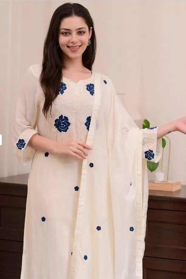 Kurta Dupatta Bottomwear Set Women Stylish Ethnic Wear