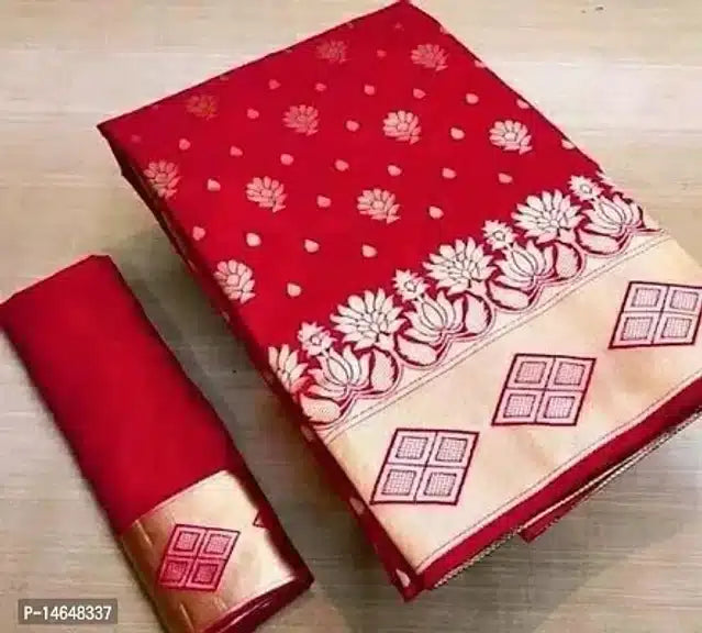 Jacquard Printed Saree Red 6.3m Elegant Ethnic Wear