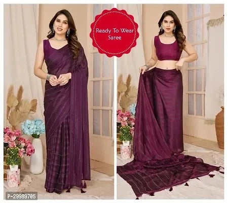 Georgette Striped Saree Pink 6.3m Lightweight Ethnic