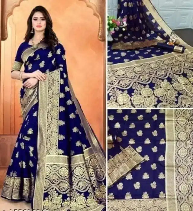 Jacquard Foil Printed Saree Black 6.3m Elegant Ethnic