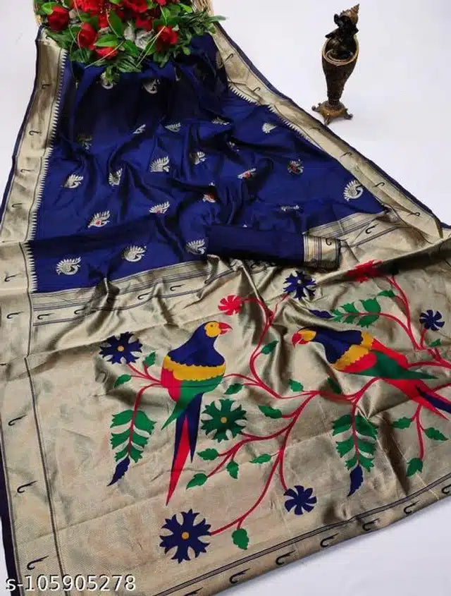Banarasi Silk Saree Green 6.3m with Blouse Ethnic Wear