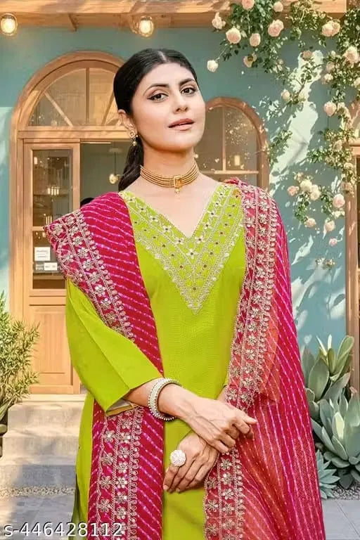 Kurta Dupatta Bottomwear Set Women Ethnic Wear Set